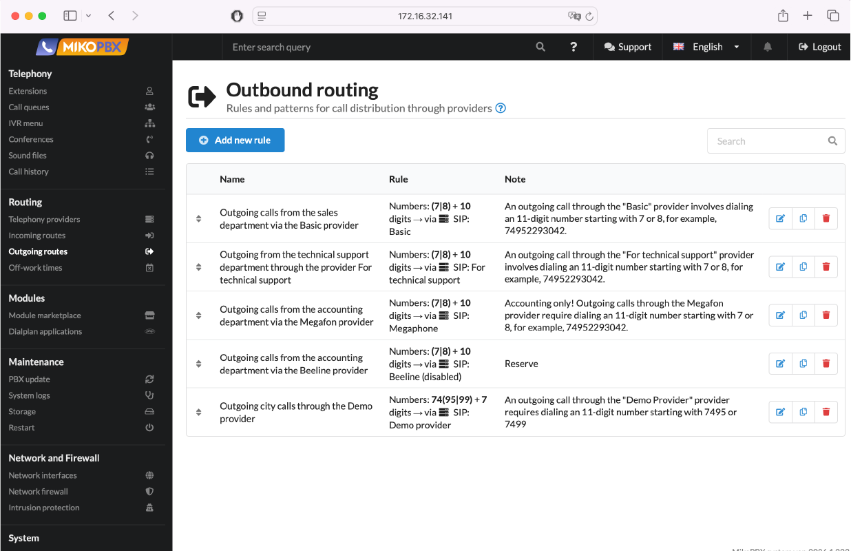 Outbound routing