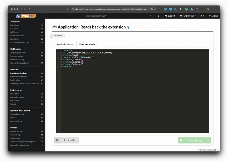 Dialplan programming in MikoPBX